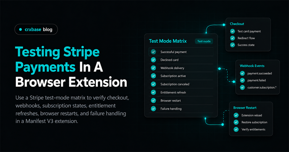 Testing Stripe Payments In A Browser Extension