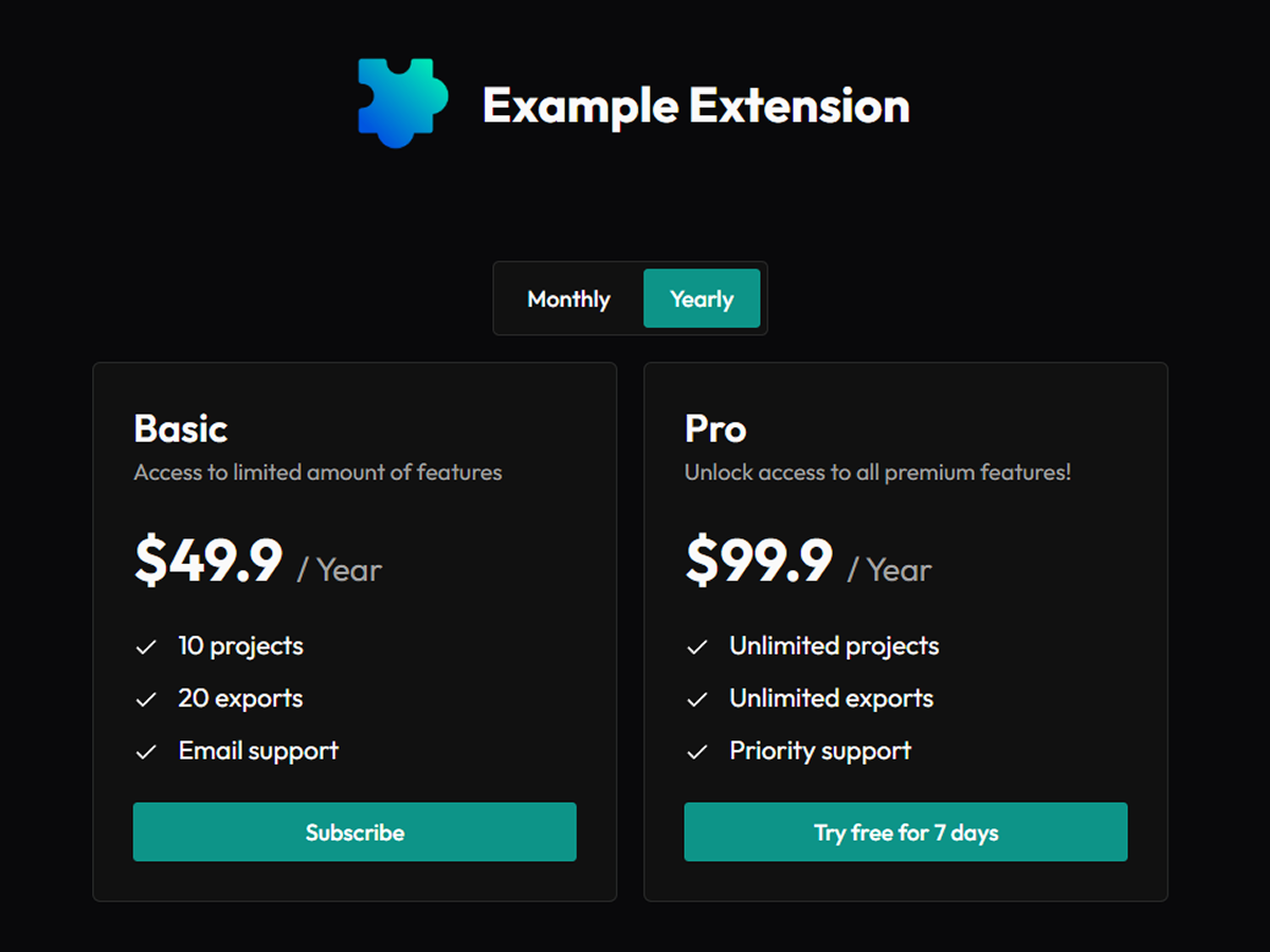 3. Open your pricing page